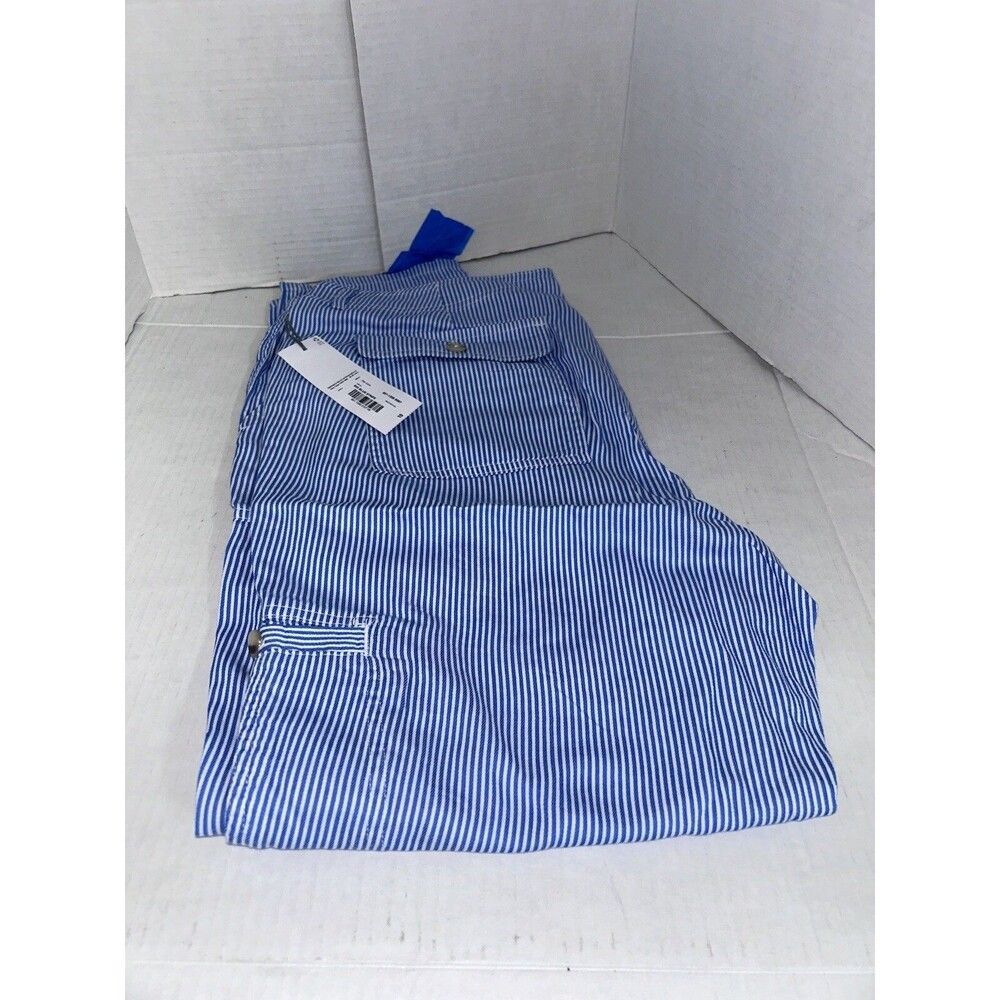 Liz Claiborne Pant Women's Size 10 Blue White Stripe Pockets Lightweight NWT